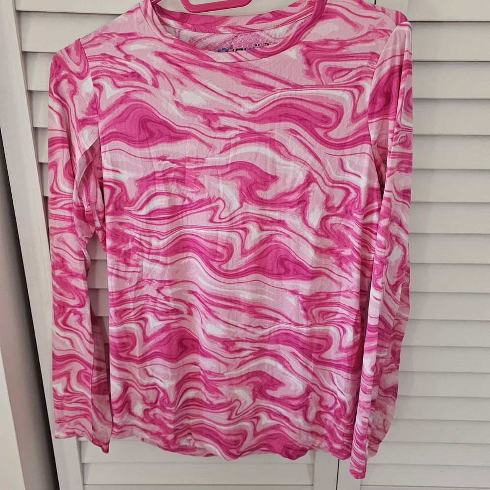 IBKUL Pink and White Swirl Long Sleeve Top